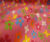pink ~ multi-coloured Flower Cordura Fabric Waterproof