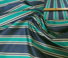 Dark Blue ~ Petrol ~ Beige High Quality Striped Silk fabric